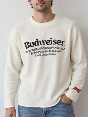 Budweiser x PacSun Waffle Knit Thermal Long Sleeve Oversized Large Collectible